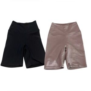 Balance Collection High Waist Workout Biker Shorts Bundle | Mauve & Black | XS